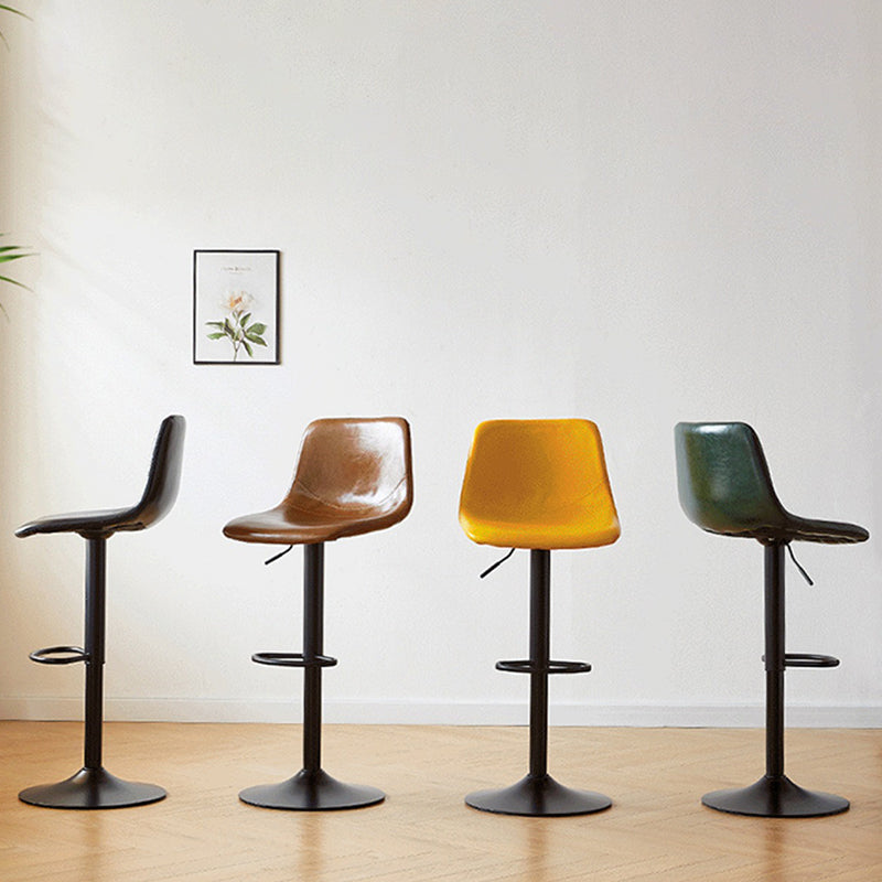 Taburete de bar de cuero moderno, reposapiés, cubo, taburete de mostrador interior ajustable