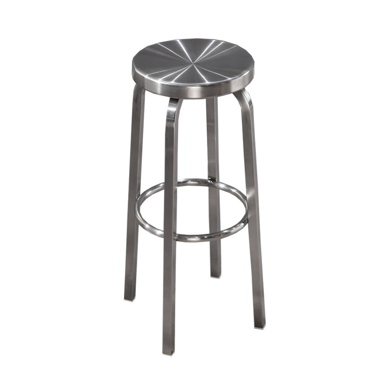 Silver Industrial 29.5" H Barstool Glossy Stainless Steel Brushed Tall Stool 1 Piece