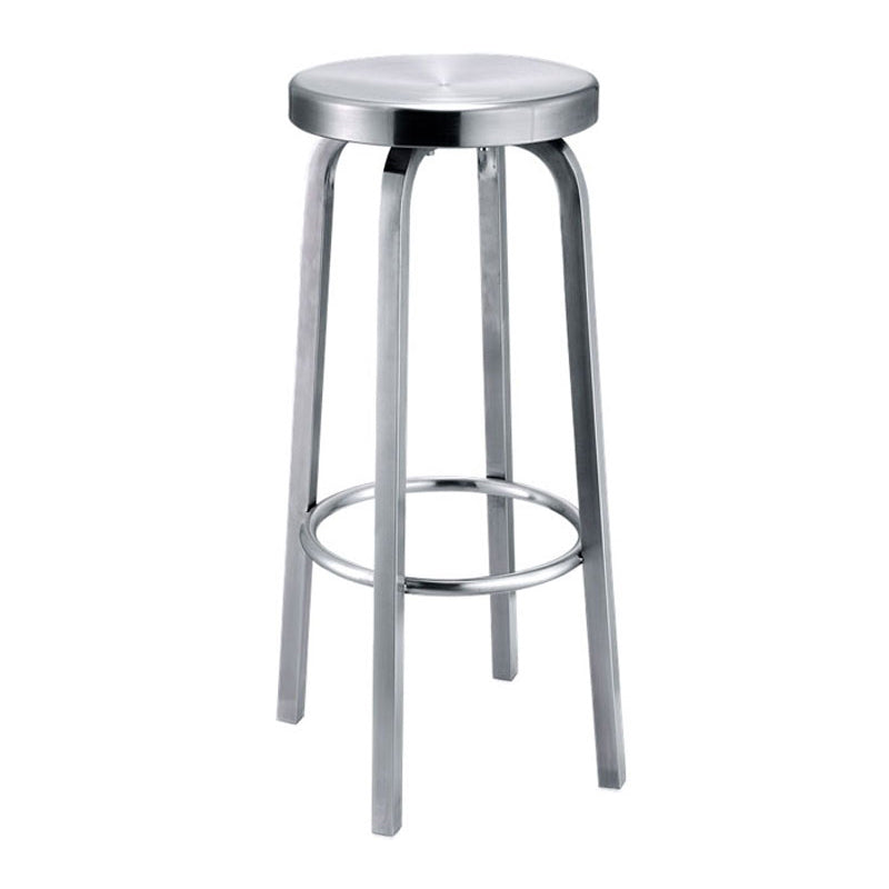 Silver Industrial 29.5" H Barstool Glossy Stainless Steel Brushed Tall Stool 1 Piece