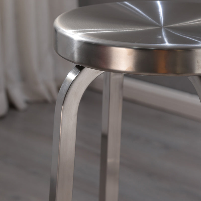 Silver Industrial 29.5" H Barstool Glossy Stainless Steel Brushed Tall Stool 1 Piece
