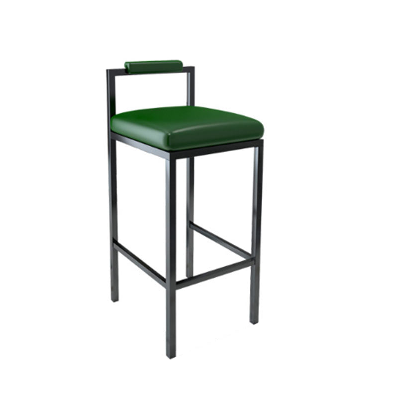 Tabouret haut de restaurant industriel de tabouret de bar à dossier bas en fer noir avec siège carré