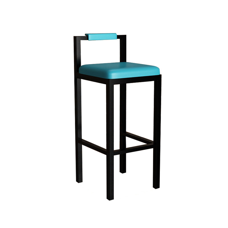 Tabouret haut de restaurant industriel de tabouret de bar à dossier bas en fer noir avec siège carré