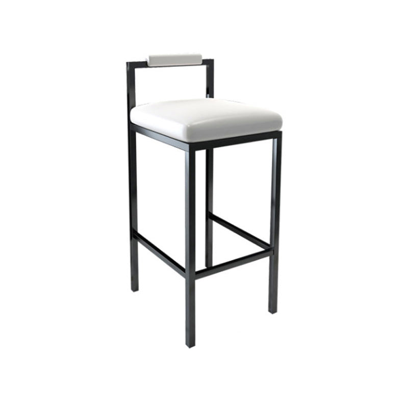 Tabouret haut de restaurant industriel de tabouret de bar à dossier bas en fer noir avec siège carré