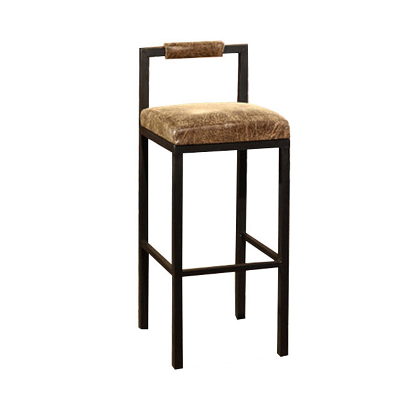 Tabouret haut de restaurant industriel de tabouret de bar à dossier bas en fer noir avec siège carré