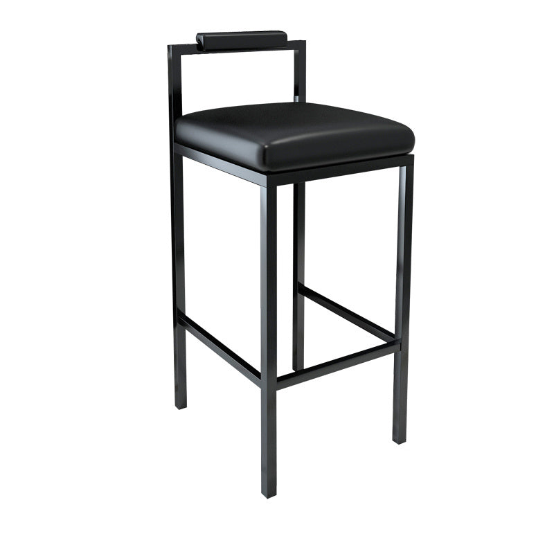 Tabouret haut de restaurant industriel de tabouret de bar à dossier bas en fer noir avec siège carré