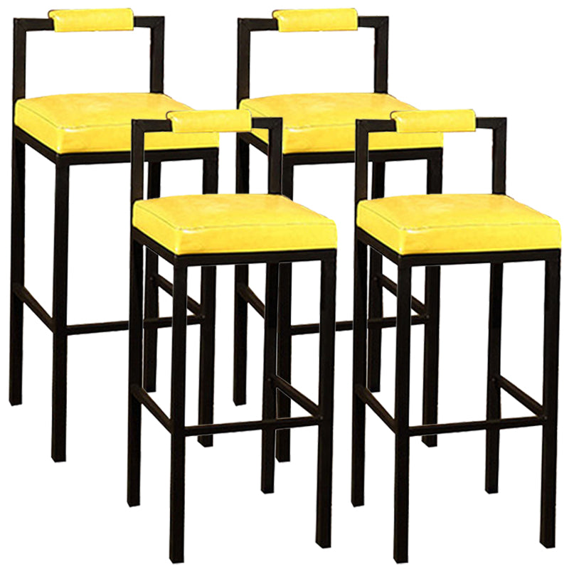 Tabouret haut de restaurant industriel de tabouret de bar à dossier bas en fer noir avec siège carré