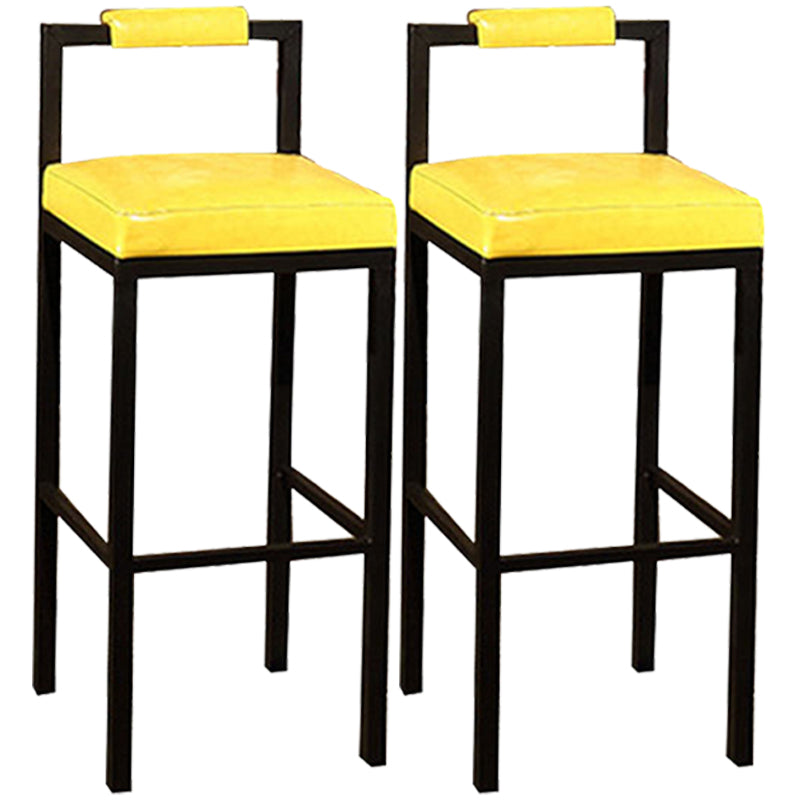 Tabouret haut de restaurant industriel de tabouret de bar à dossier bas en fer noir avec siège carré