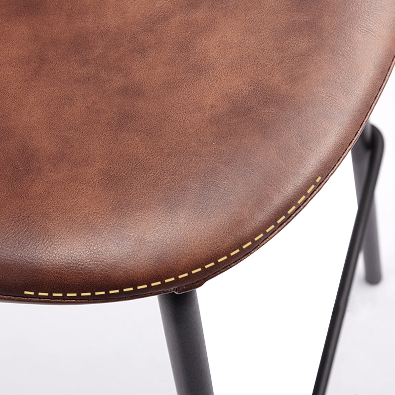 Tabouret de bar industriel à dossier bas en cuir vieilli matelassé, ensemble de 2