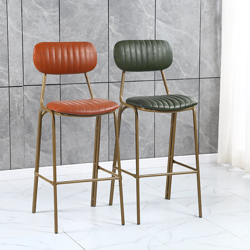 Taburete de bar de cuero envejecido rectangular acolchado Taburete alto industrial para interiores