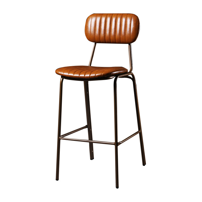 Taburete de bar de cuero envejecido rectangular acolchado Taburete alto industrial para interiores