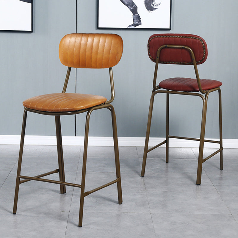 Taburete de bar de cuero envejecido rectangular acolchado Taburete alto industrial para interiores