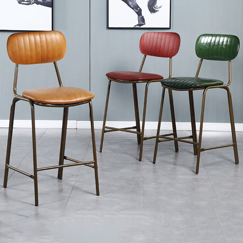 Taburete de bar de cuero envejecido rectangular acolchado Taburete alto industrial para interiores