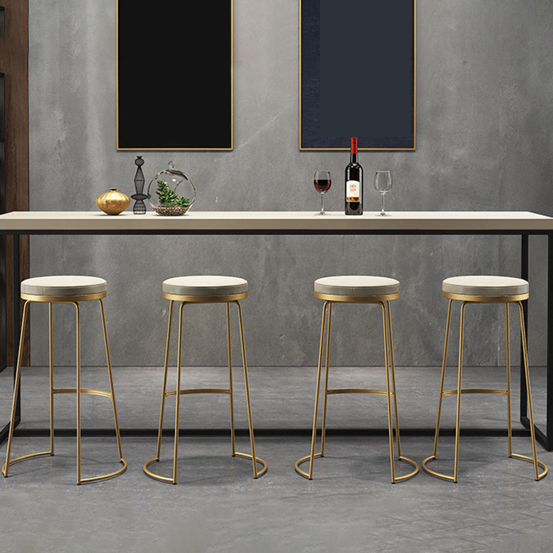 Taburete de bar de estilo nórdico, redondo, de piel sintética, con cojín, para bar, comedor, juego de 2