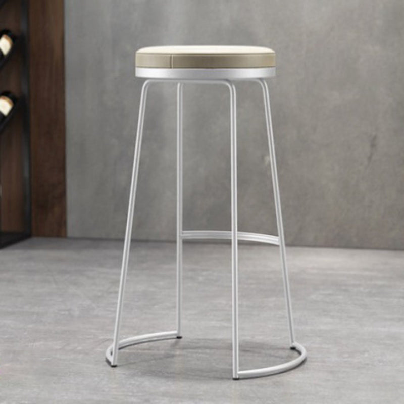 Taburete de bar de estilo nórdico, redondo, de piel sintética, con cojín, para bar, comedor, juego de 2