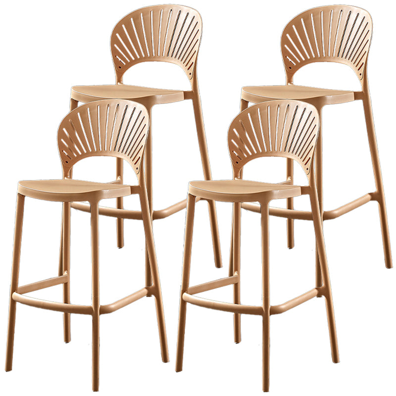 Taburete de bar de plástico de estilo nórdico con respaldo de 4 patas, taburete de bar colorido