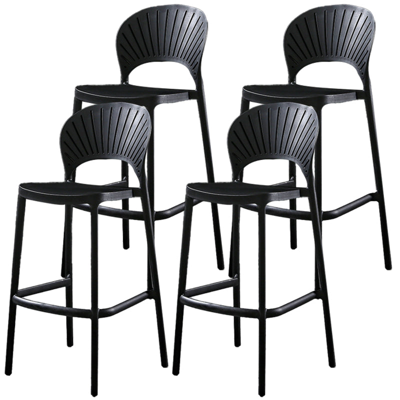 Taburete de bar de plástico de estilo nórdico con respaldo de 4 patas, taburete de bar colorido