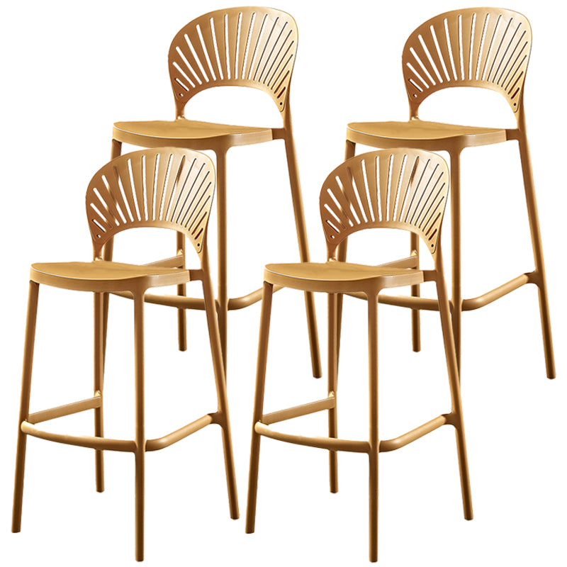 Taburete de bar de plástico de estilo nórdico con respaldo de 4 patas, taburete de bar colorido