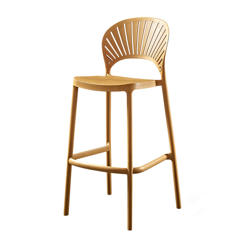 Taburete de bar de plástico de estilo nórdico con respaldo de 4 patas, taburete de bar colorido