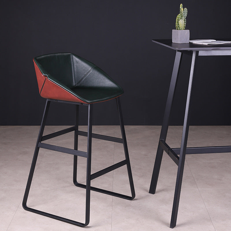 Taburete de bar tapizado en cuero de estilo nórdico, taburete de bar con base de trineo