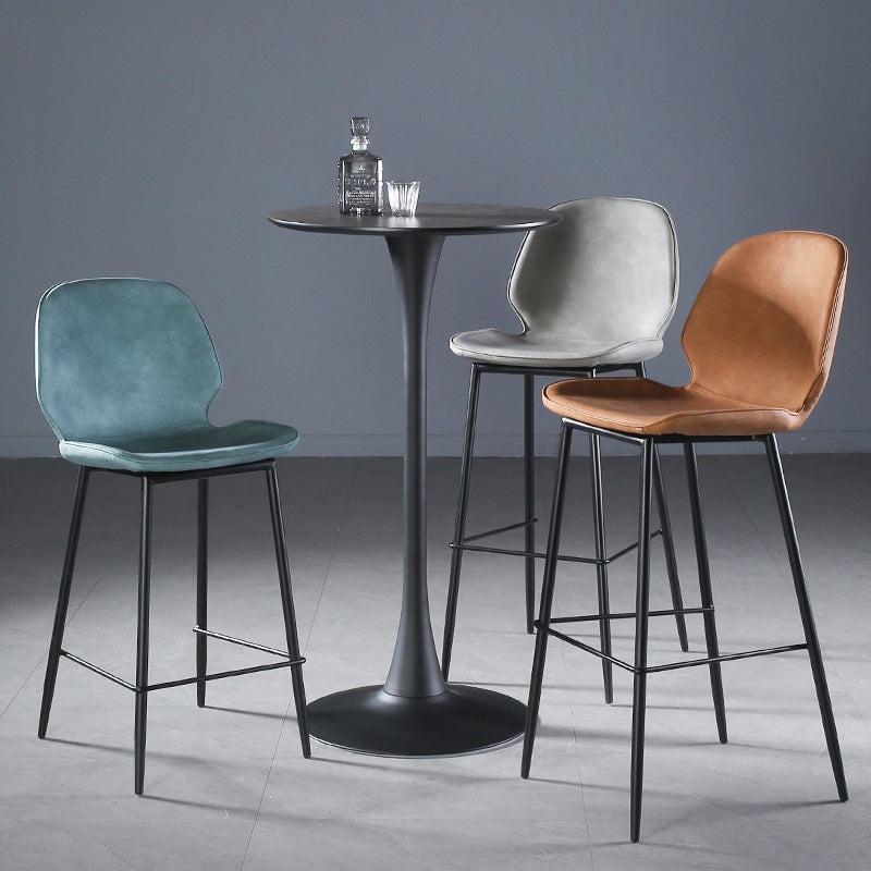 Taburete de bar tapizado de cuero de estilo nórdico, taburete de bar de 4 pies para comedor