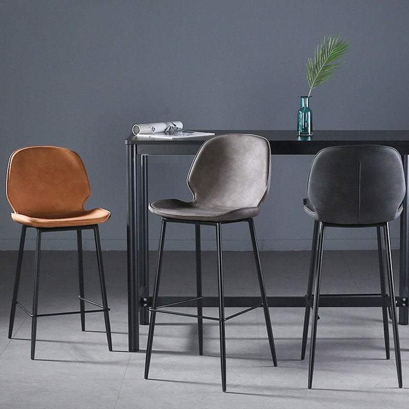 Taburete de bar tapizado de cuero de estilo nórdico, taburete de bar de 4 pies para comedor