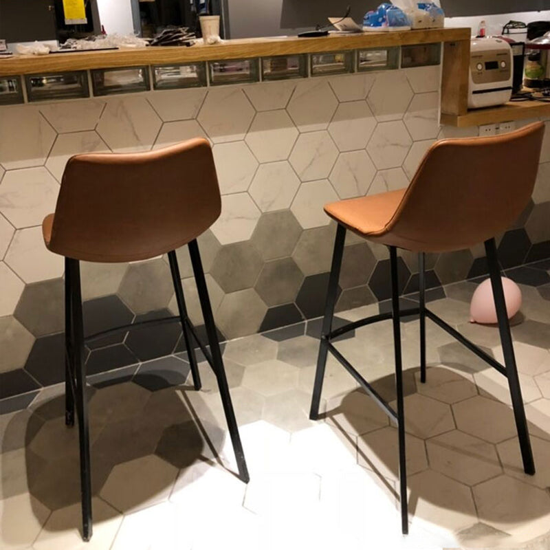 Taburete de bar tapizado de cuero de estilo nórdico, taburete de bar de 4 pies para comedor