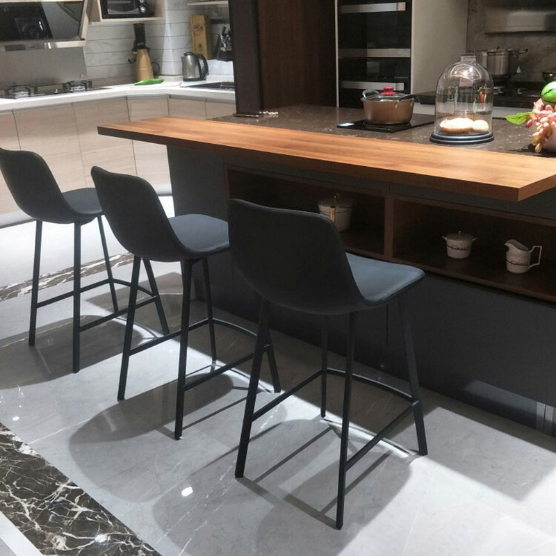 Taburete de bar tapizado de cuero de estilo nórdico, taburete de bar de 4 pies para comedor