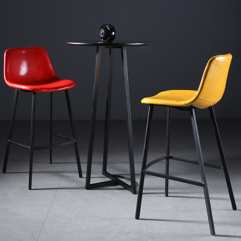 Taburete de bar tapizado de cuero de estilo nórdico, taburete de bar de 4 pies para comedor