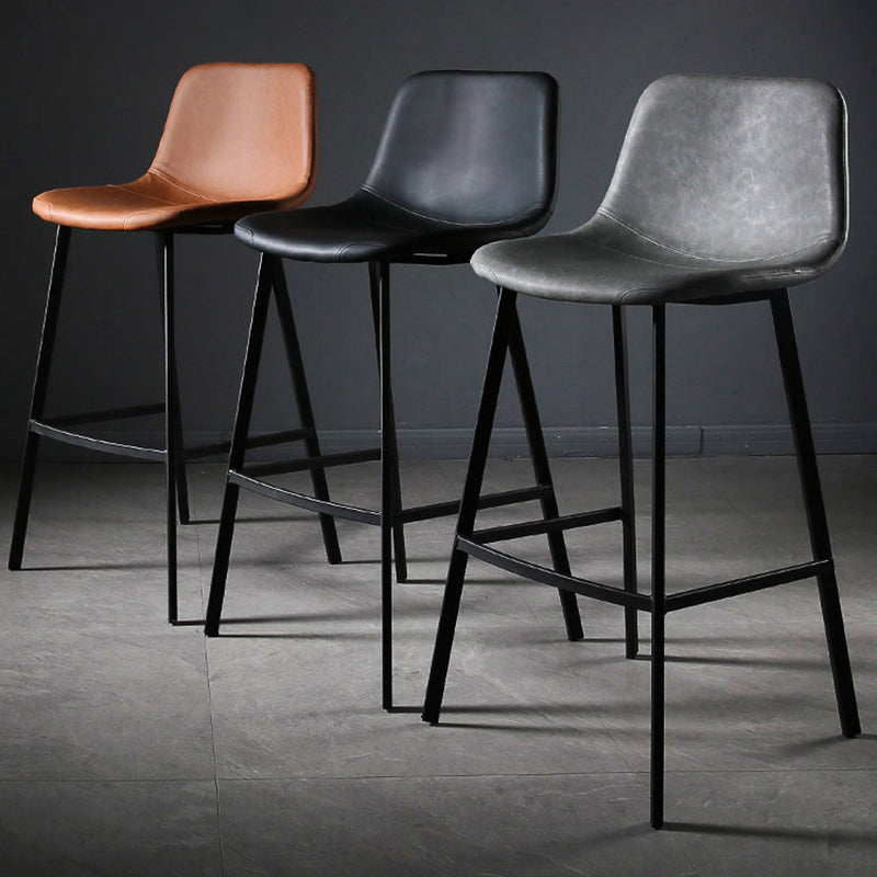 Taburete de bar tapizado de cuero de estilo nórdico, taburete de bar de 4 pies para comedor
