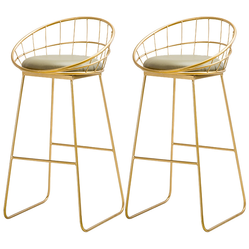 Taburetes de bar escandinavos, taburetes de bar de interior con respaldo bajo de cuero y hierro con patas de trineo