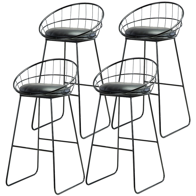 Taburetes de bar escandinavos, taburetes de bar de interior con respaldo bajo de cuero y hierro con patas de trineo