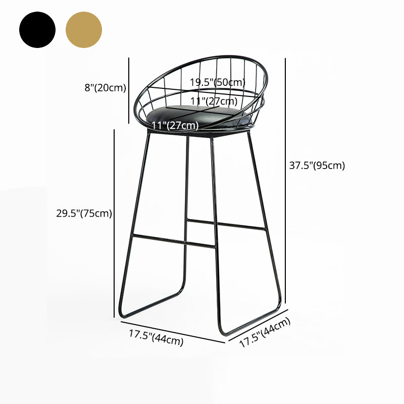 Taburetes de bar escandinavos, taburetes de bar de interior con respaldo bajo de cuero y hierro con patas de trineo