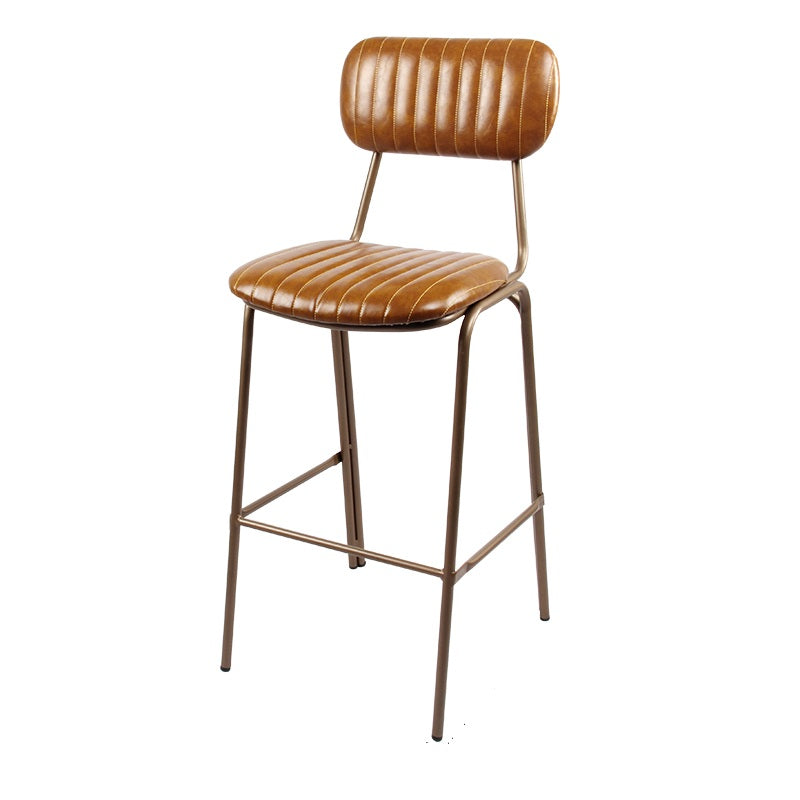 Tabourets de comptoir scandinaves en or, tabourets de bar d'intérieur sans bras en cuir de fer