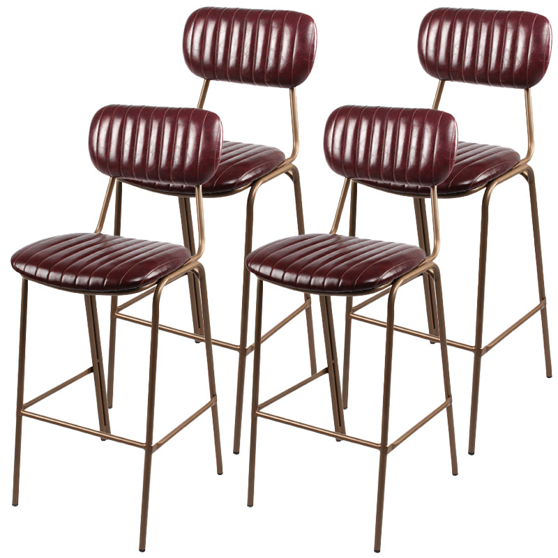 Tabourets de comptoir scandinaves en or, tabourets de bar d'intérieur sans bras en cuir de fer