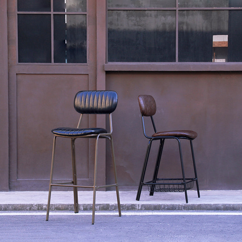 Tabourets de comptoir scandinaves en or, tabourets de bar d'intérieur sans bras en cuir de fer