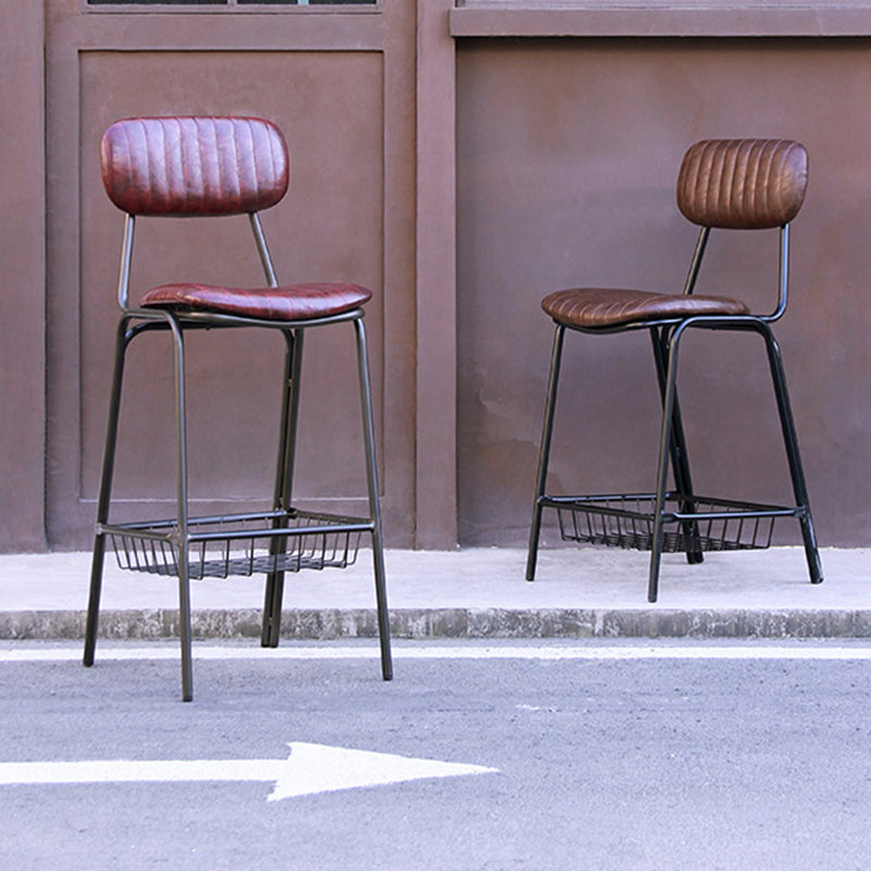 Tabourets de comptoir scandinaves en or, tabourets de bar d'intérieur sans bras en cuir de fer