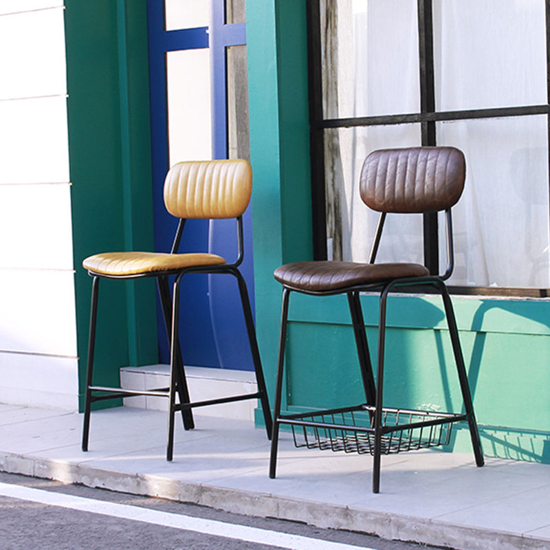 Tabourets de comptoir scandinaves en or, tabourets de bar d'intérieur sans bras en cuir de fer