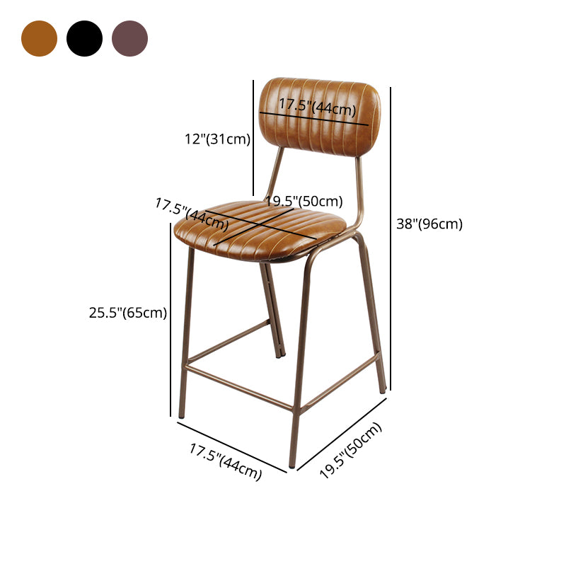 Tabourets de comptoir scandinaves en or, tabourets de bar d'intérieur sans bras en cuir de fer