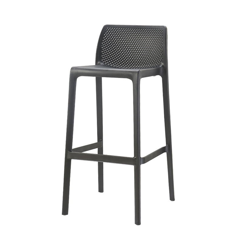 Taburetes de bar interiores apilables de plástico escandinavo con respaldo bajo