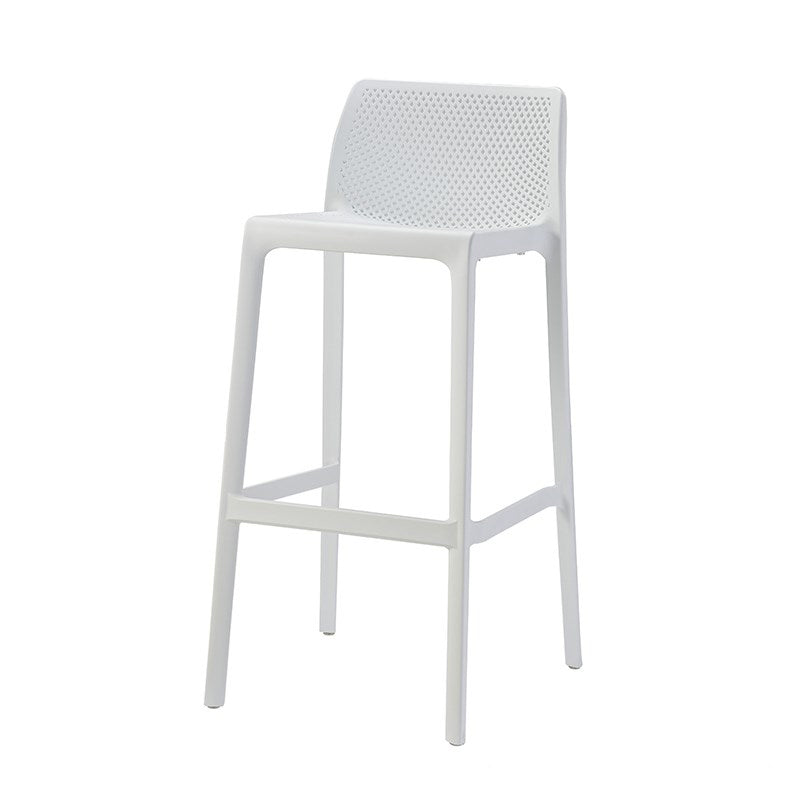Taburetes de bar interiores apilables de plástico escandinavo con respaldo bajo