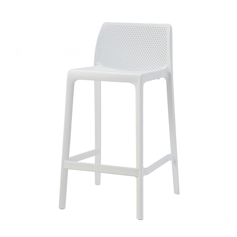 Taburetes de bar interiores apilables de plástico escandinavo con respaldo bajo