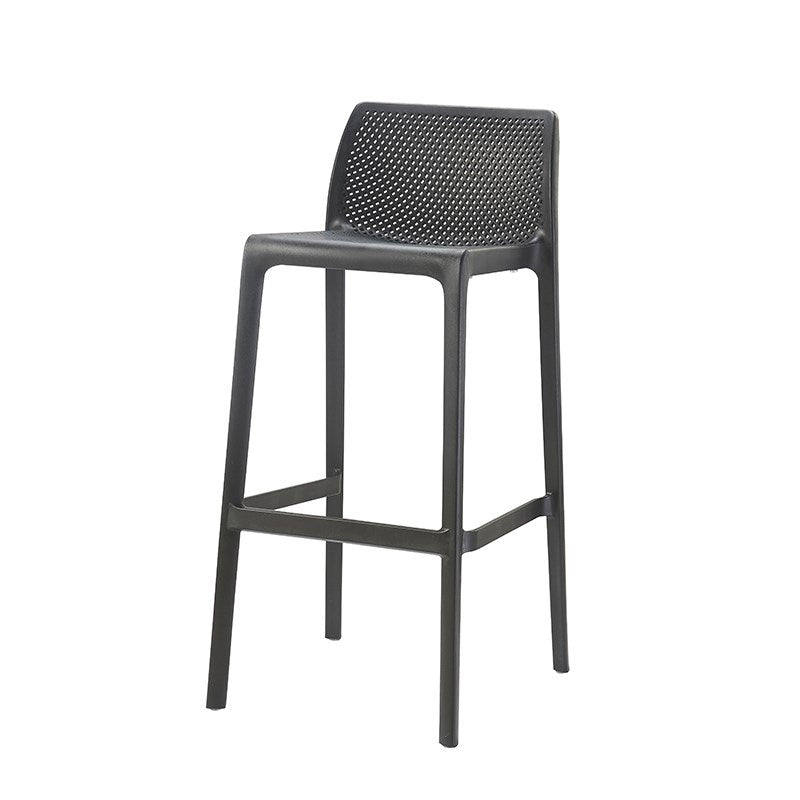 Taburetes de bar interiores apilables de plástico escandinavo con respaldo bajo