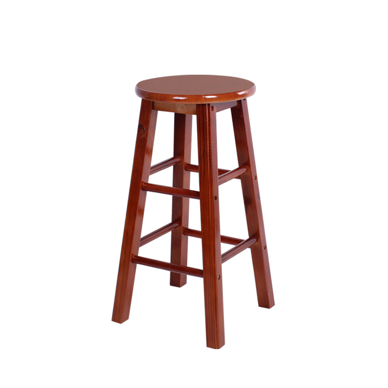 Modern Armless Counter Stool Wood Household Bar Stool with Pedal