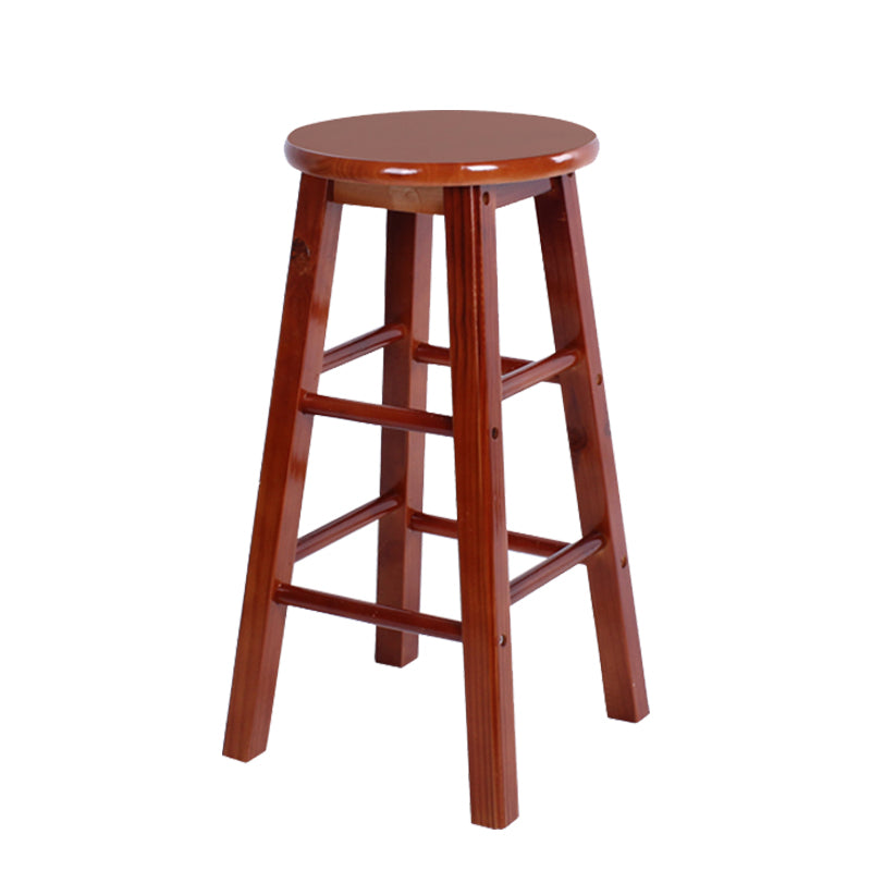 Modern Armless Counter Stool Wood Household Bar Stool with Pedal