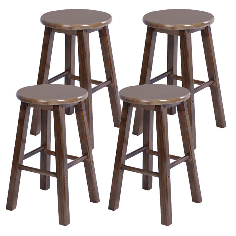 Modern Armless Counter Stool Wood Household Bar Stool with Pedal