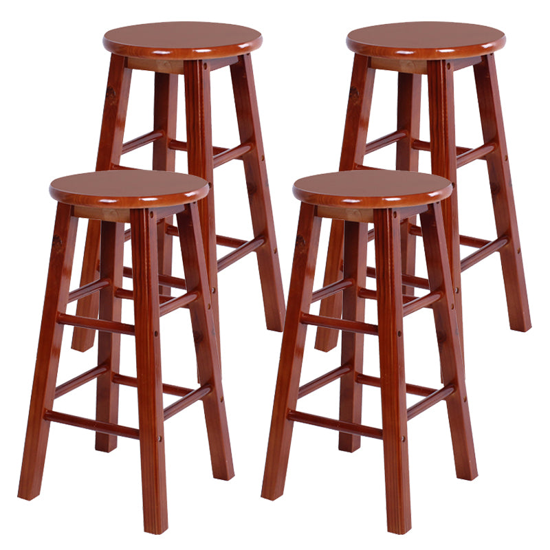 Modern Armless Counter Stool Wood Household Bar Stool with Pedal