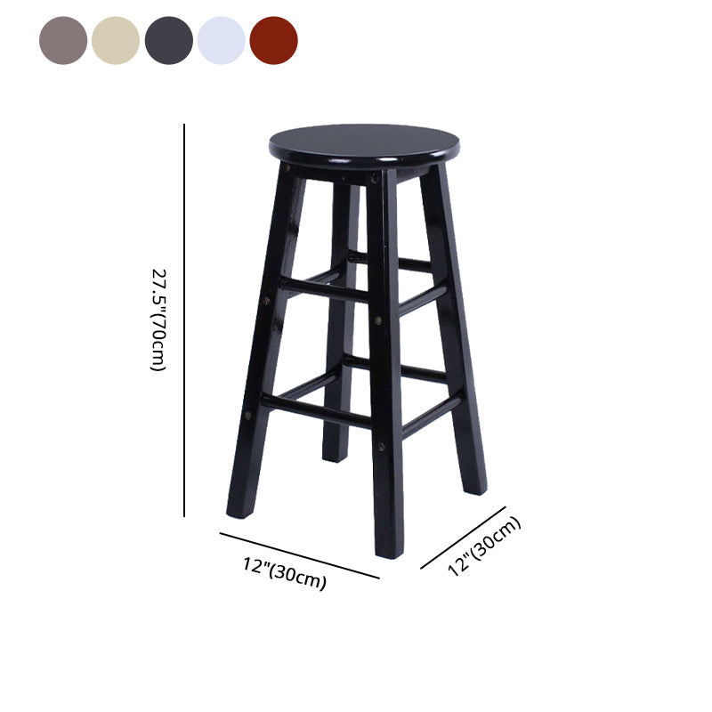 Modern Armless Counter Stool Wood Household Bar Stool with Pedal