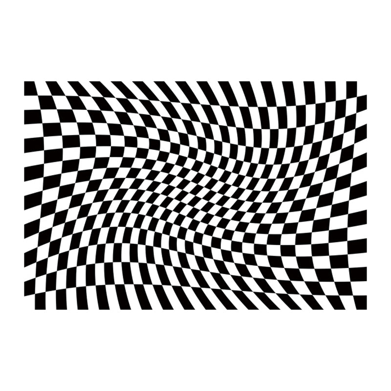 Black Modern Rug Polyester Circle Area Rug Non-Slip Backing Rug for Living Room