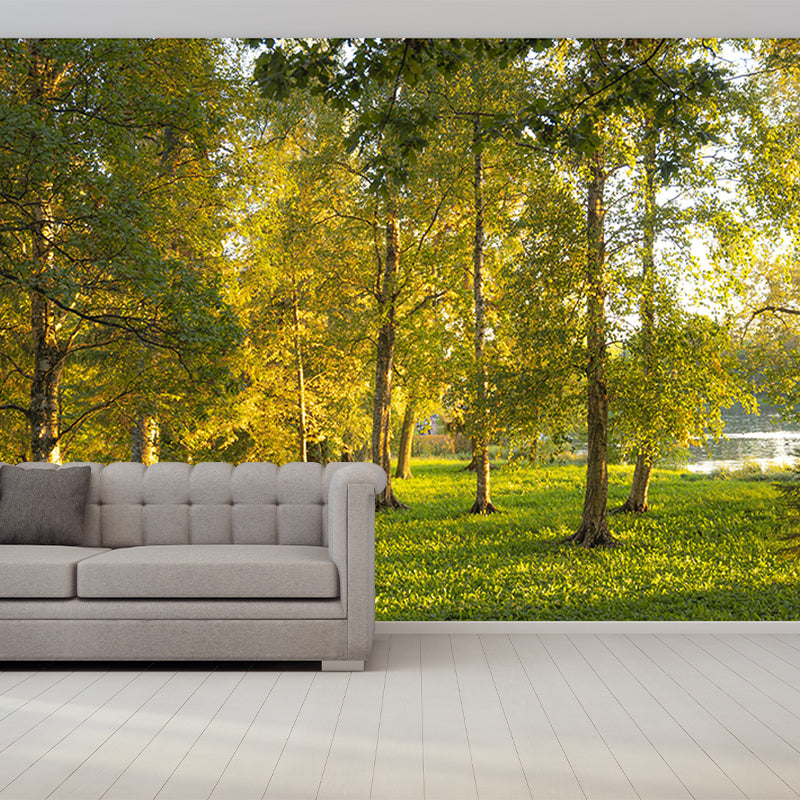 Misty Forest Scenery Water Resistant Wall Decor for Living Room Bedroom