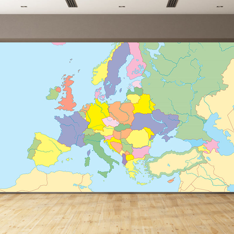 Continent Map Wallpaper Murals for Bedroom Water Resistant, Personalised Size